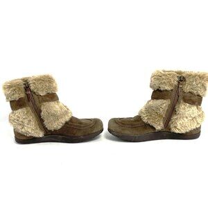 Kalso Earth Iridessa Belted Brown Suede and  Faux Fur Boot Womens 8.5B